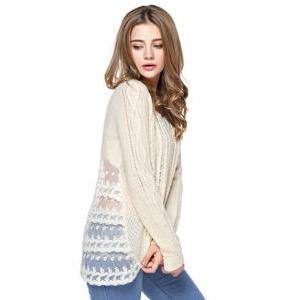Women's Round Neck Lace Back Sweater..