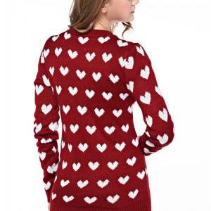 Women's Full Heart Pattern Red..
