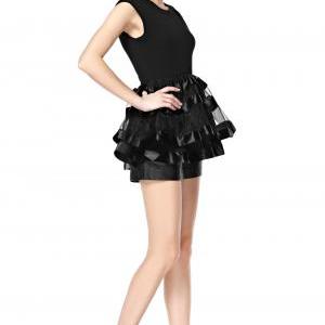 Women's Short Sleeve Black Dress With..