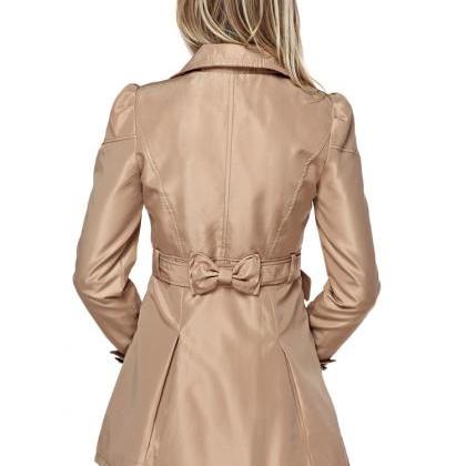 Women's Point Collar Coffee Coat With..
