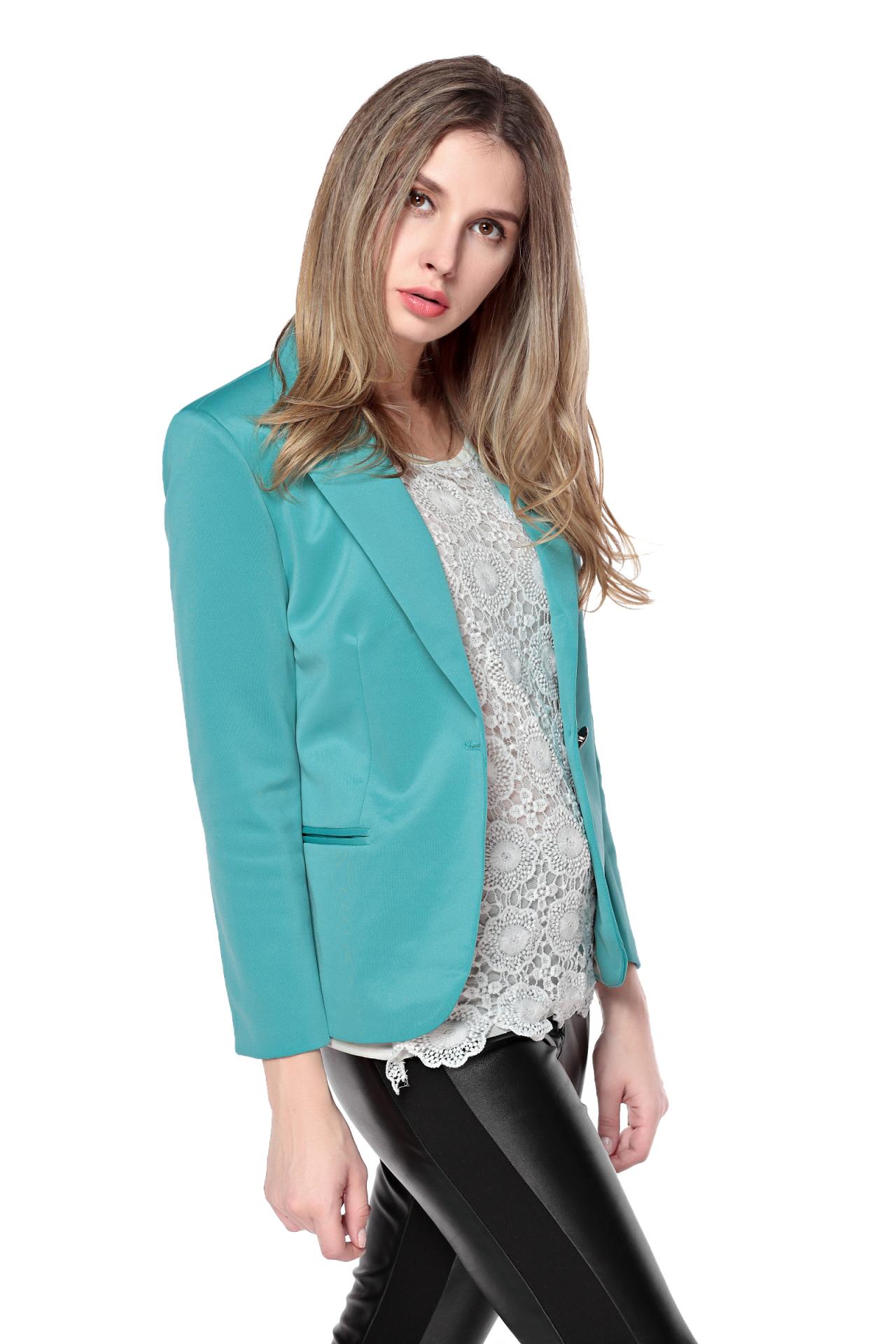 Women's Green Blazer With Point Collar C100810 on Luulla