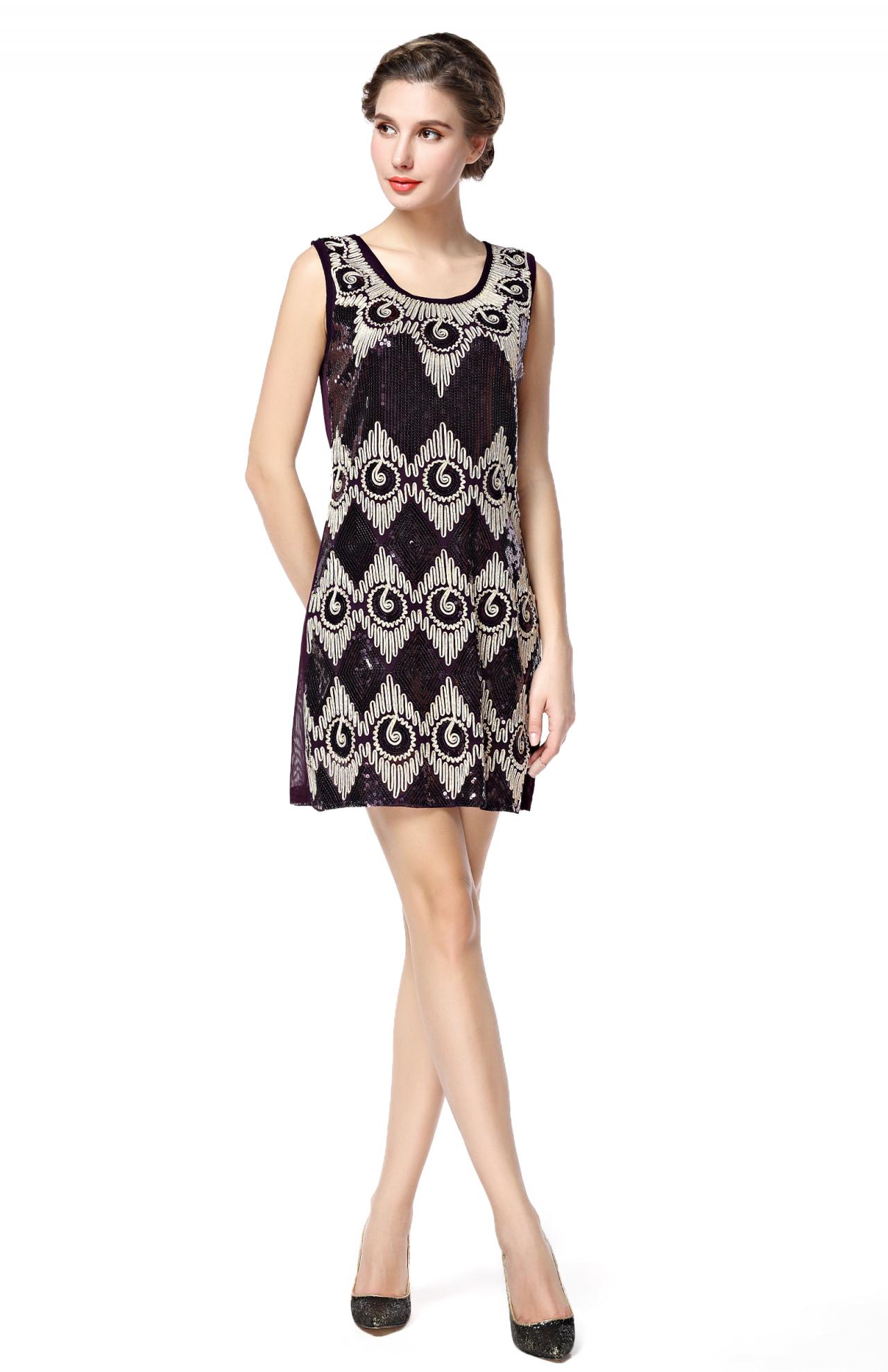 Geometric Pattern Sequins Sleeveless Dress D091903 on Luulla