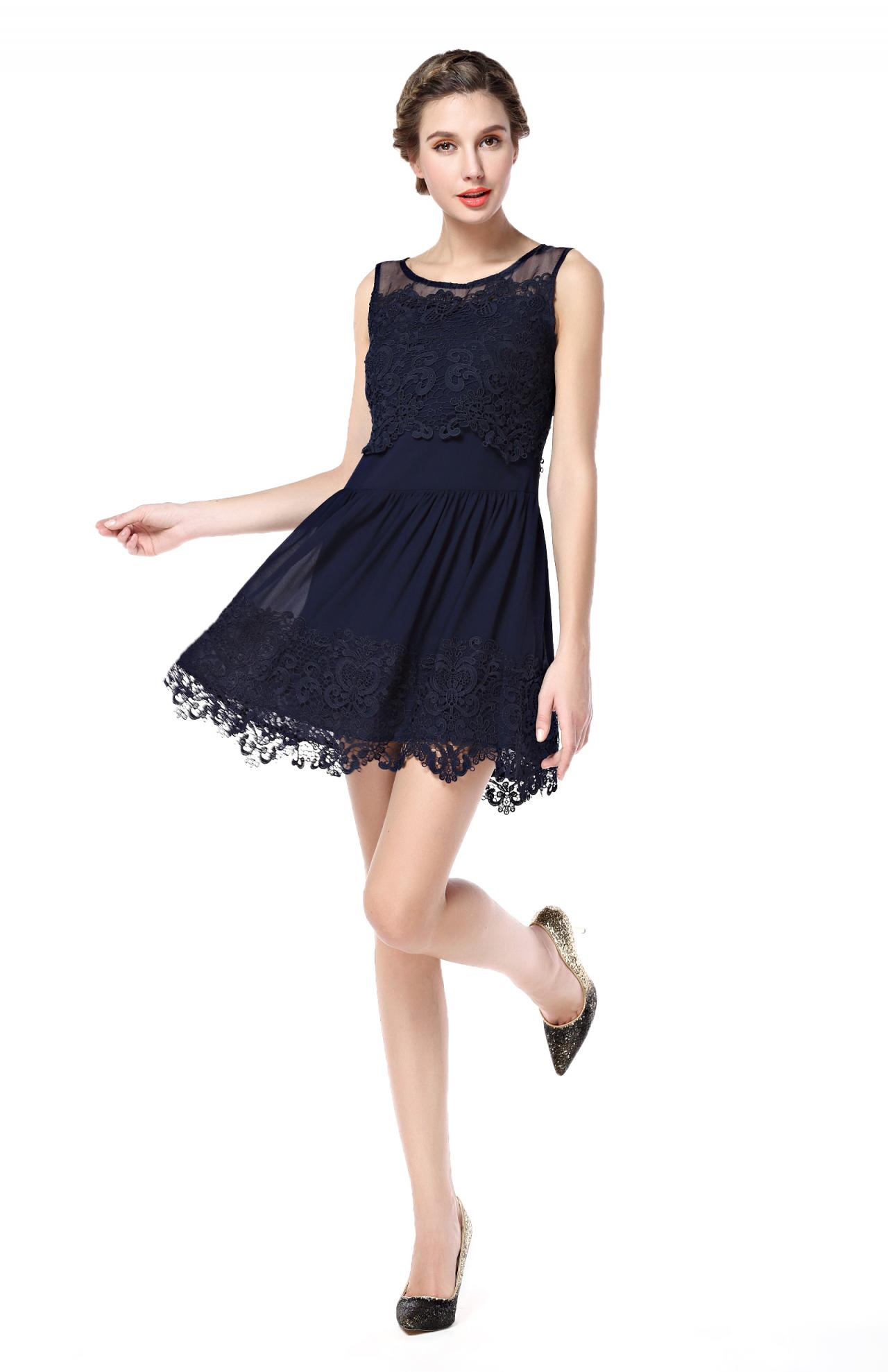 50’s Floral Lace Sleeveless Dress main image 1