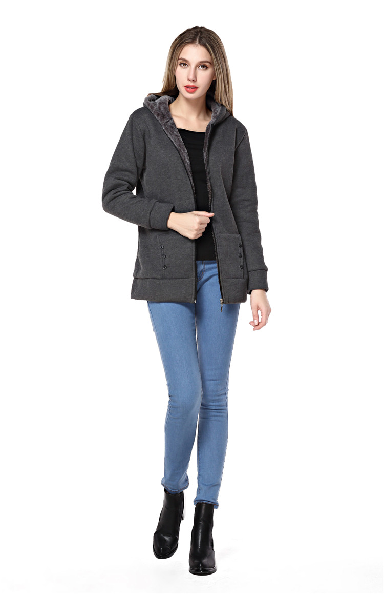 Women's Grey Coat With Hood on Luulla