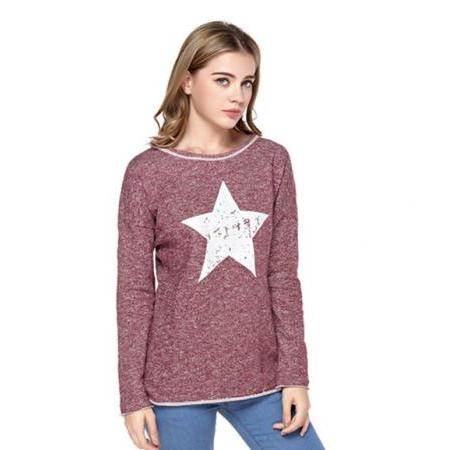 ADORA Stars Pattern Round Neck Drop Shoulder Sweater