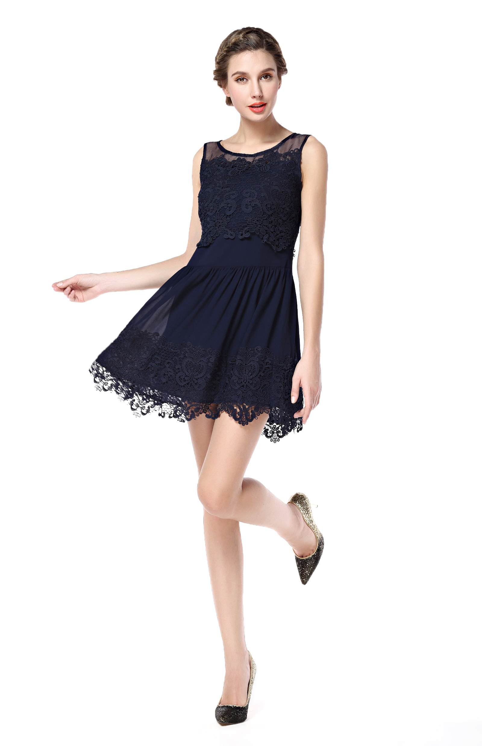 Womens Floral Lace Sleeveless Dress With Mesh Neck D091924 On Luulla 2008