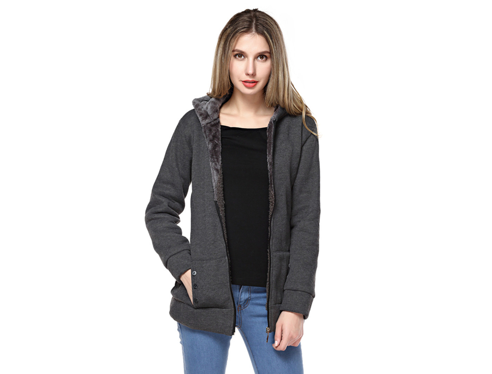 Women's Grey Coat With Hood on Luulla