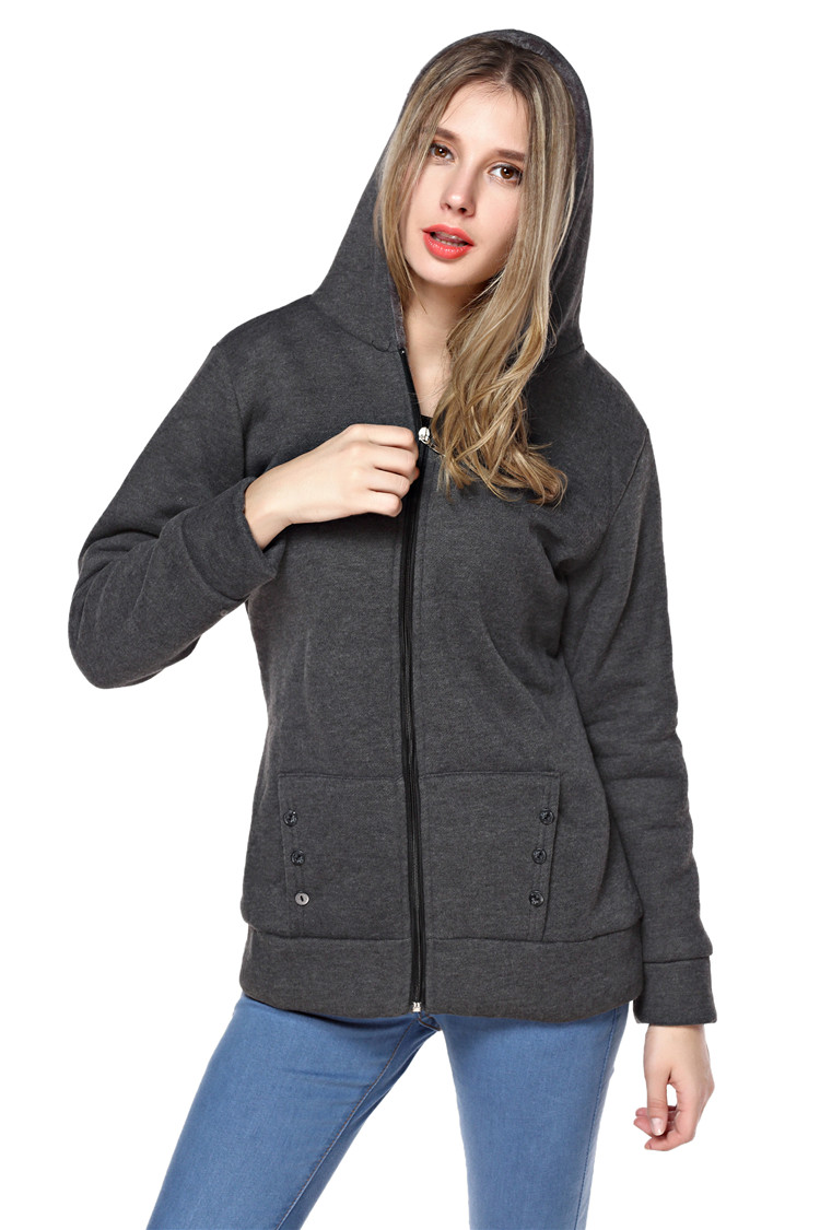 Women's Grey Coat With Hood on Luulla